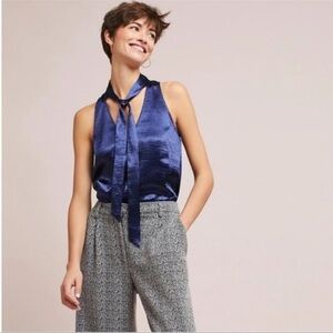 Maeve Navy Satin Blouse